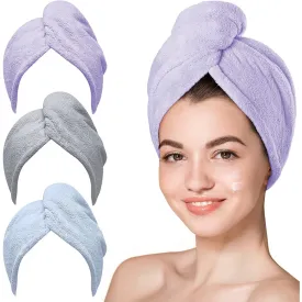 Microfiber Hair Towel, 3 Packs Hair Turbans For Wet Hair, Drying Hair Wrap Towels For Curly Hair Women Anti Frizz