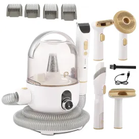 Pet Grooming Kit & Vacuum Suction 99% Pet Hair, 5 In-1 Pet Grooming Kit With 2L Large Capacity Dust Cup, Low Noise Dog Hair Remover for Shedding Grooming Dogs Cats and Other Animals,