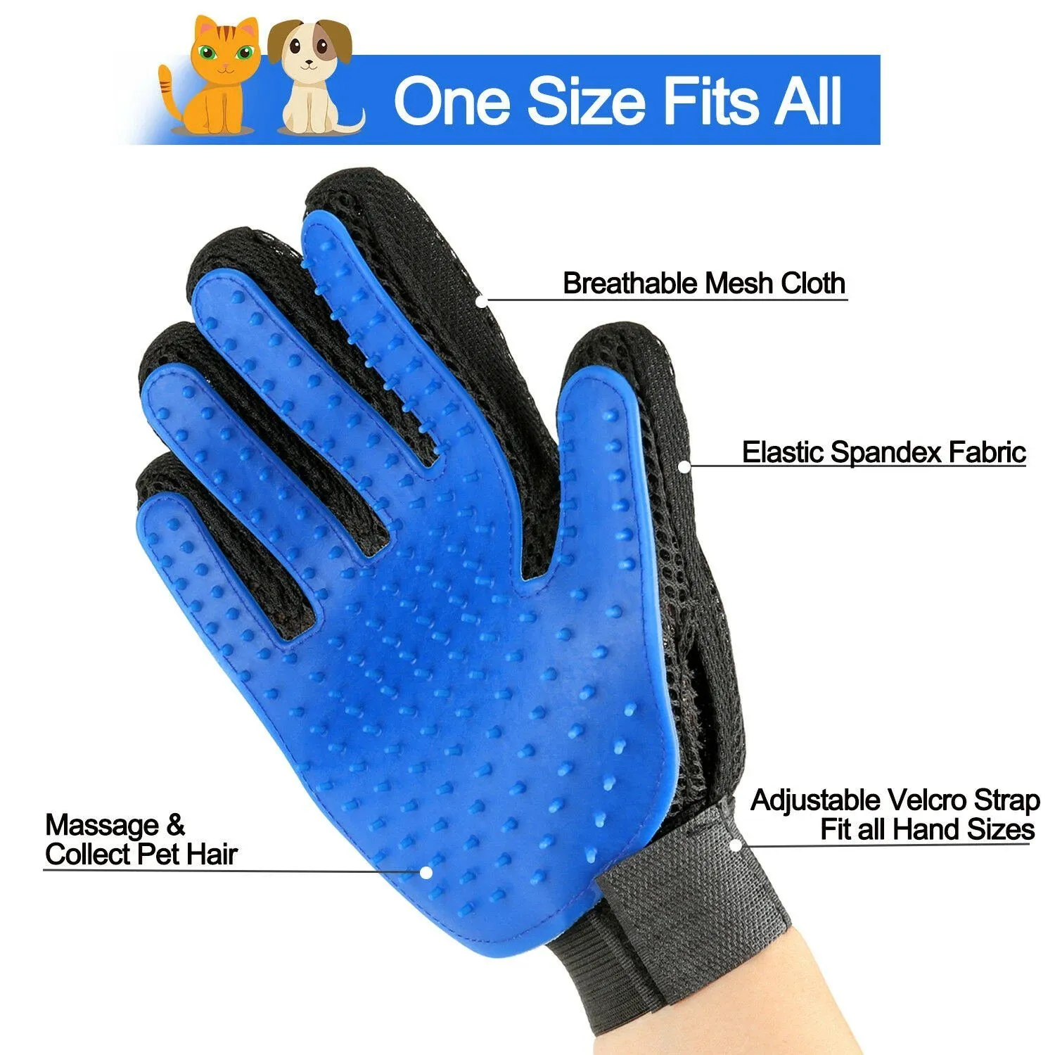 Pet Hair Brush Dog Cat Comb Gloves Grooming Remover Mitt Fur Massage DeShedding