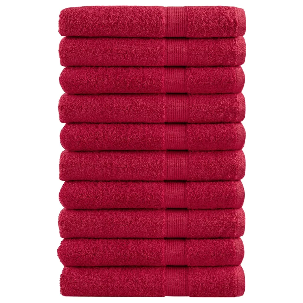 Premium Towels 10 pcs Red 100x200 cm 600 gsm 100% Cotton