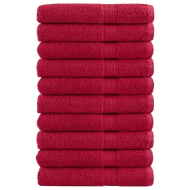 Premium Towels 10 pcs Red 100x200 cm 600 gsm 100% Cotton