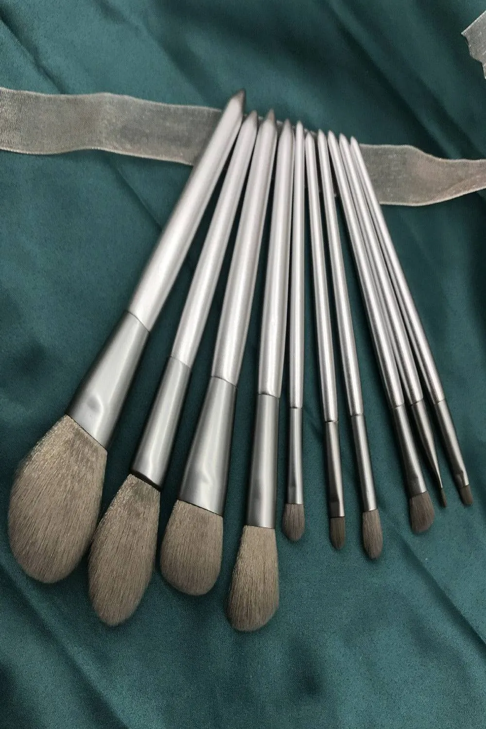 Silver Moonlight Makeup Brush Set -10 Pcs