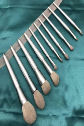 Silver Moonlight Makeup Brush Set -10 Pcs