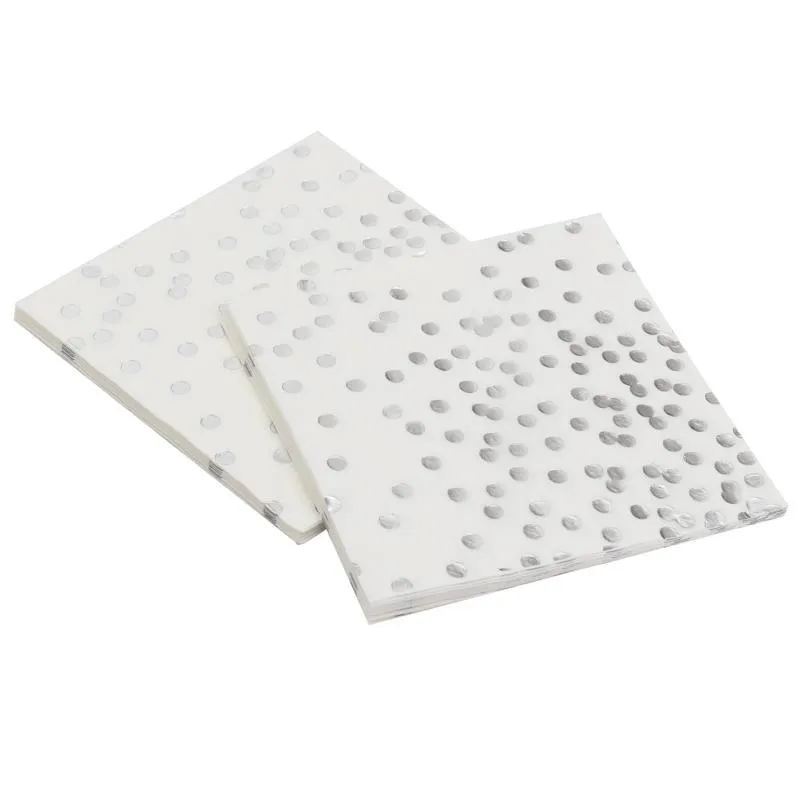 Silver Polka Dot Disposable Paper Towels 12ct