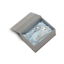 Sterling Silver Gift Set - With Elephant Rattle, ABC Comb, Heart Bookmark