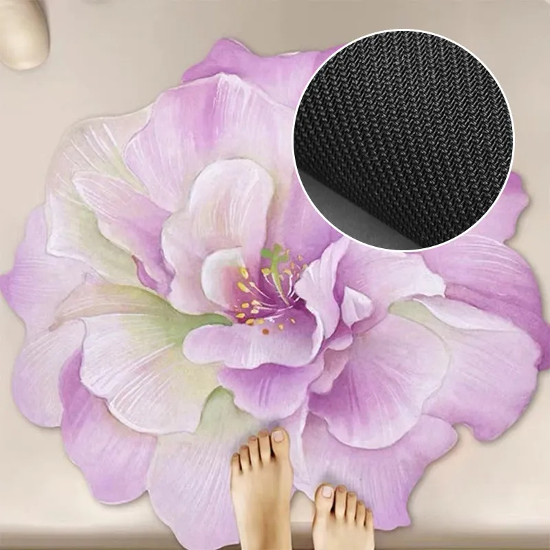 Strong Water-Absorbent Floral Diatomaceous Earth Floor Mat
