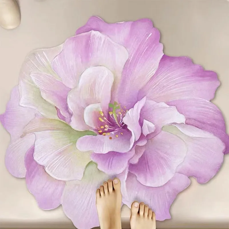 Strong Water-Absorbent Floral Diatomaceous Earth Floor Mat